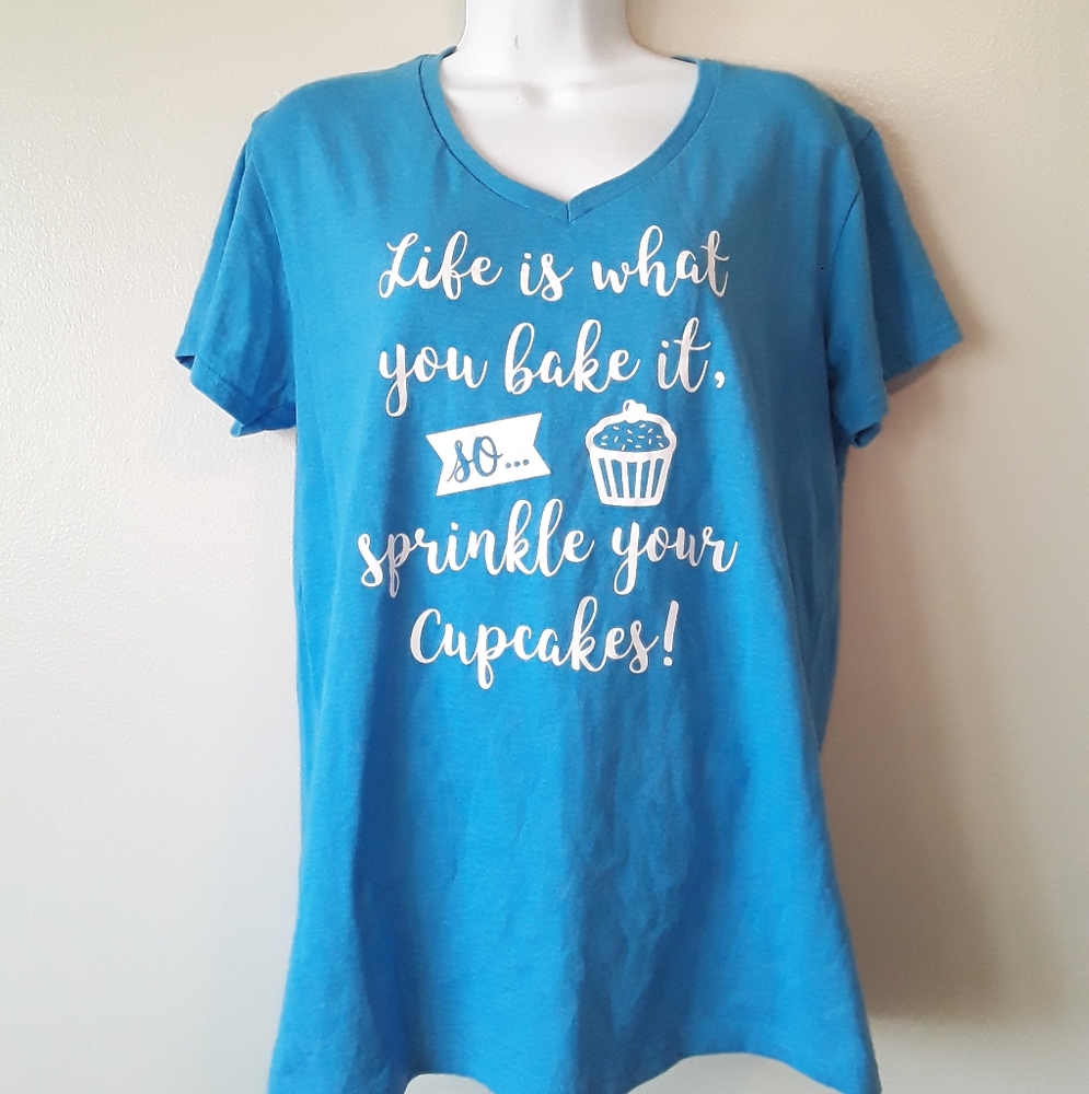 4/$20 Gildan cupcake optimistic baker pastry shirt
